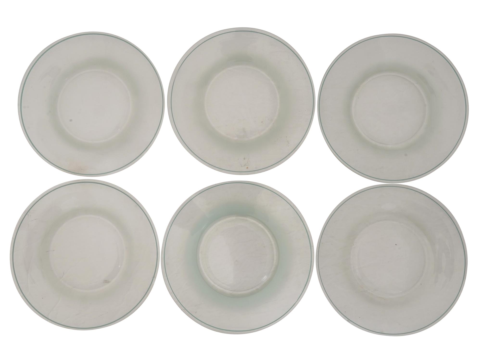 DEPRESSION GLASS SET OF TWENTY PLATES AND GLASSES PIC-1